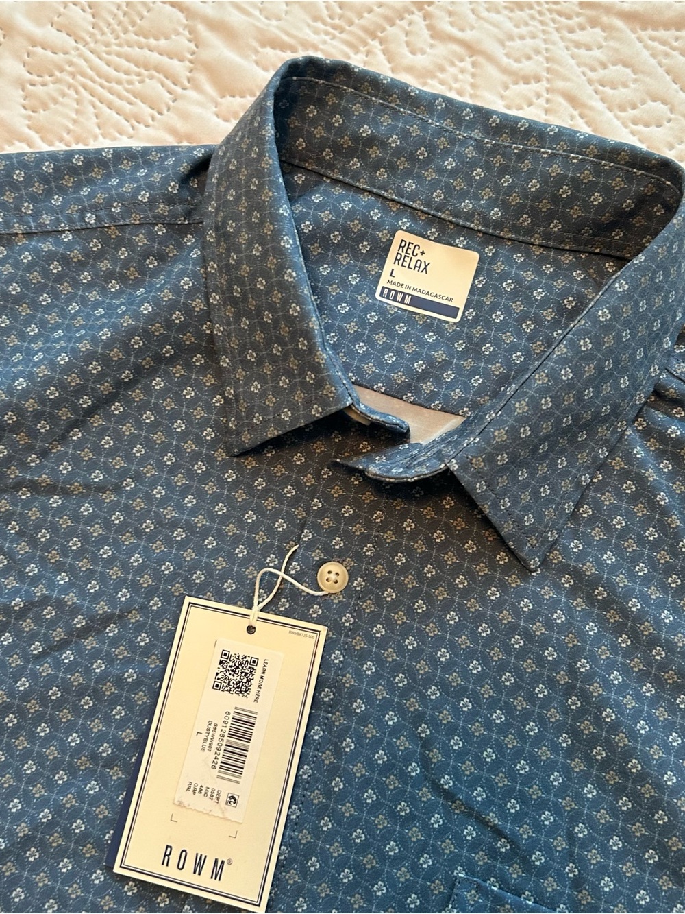 REC+RELAX Men’s Blue Printed Casual Button-Down Shirt